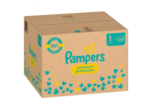 Pampers Premium Schutz Windeln, Größe 1 New Baby, 180 Stück - Sanfter Schutz für Neugeborene TK Gruppe® Grosshandel 