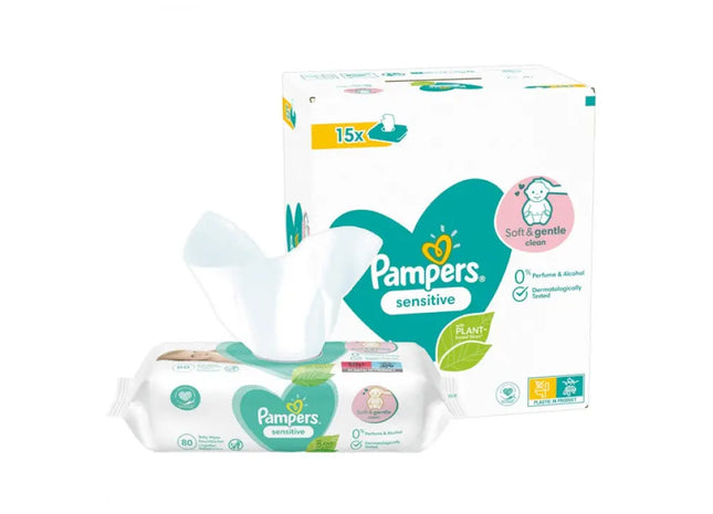 Pampers Sensitive Feuchttücher, 15x80 Sparpack: Sanft & Hautschonend TK Gruppe® Grosshandel 