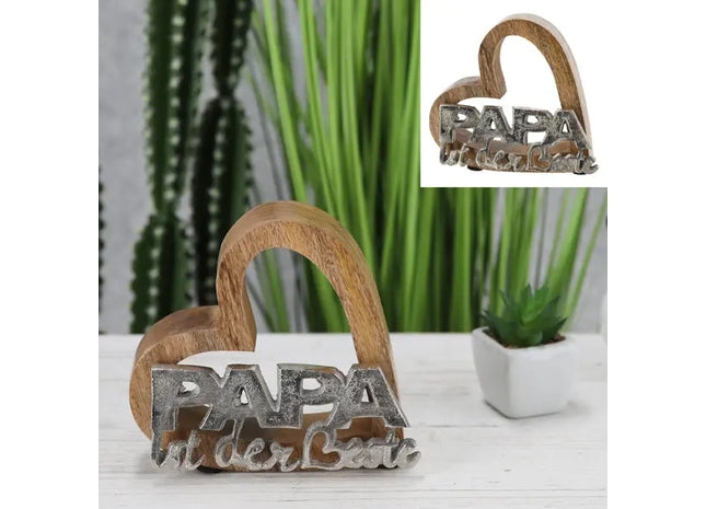 Papa ist der Beste - Dekoratives Herz, ideales Geschenk, 15cm Höhe TK Gruppe® Grosshandel 