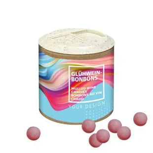 Papier-Werbedose mit Glühweinbonbons - Winterliche Erfrischung TK Gruppe® Grosshandel 