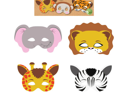 Papiermasken mit Dschungelmotiv, sortiert im 6er-Pack, Partygeschenke mit Tiermotiven TK Gruppe® Grosshandel 
