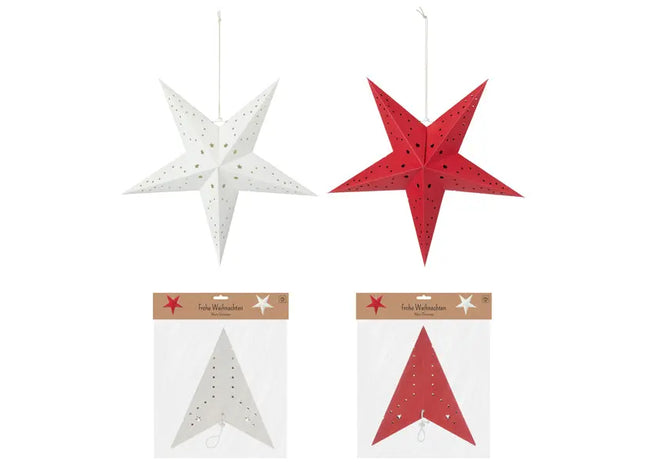 Papierstern, 5 Zacken, groß, 2er-Set, 70 cm Durchmesser - Perfekte festliche Hängedekoration TK Gruppe® Grosshandel 
