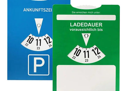 Multifunktionale Lade-/Parkscheibe für E-Autos in Grün & Blau TK Gruppe® Grosshandel 