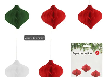 Party Deko Hänger Ellipse Honeycomb, 3 Farben, 3er Set, ca. 8cm Höhe - Perfekt für Feiern und Events TK Gruppe® Grosshandel 