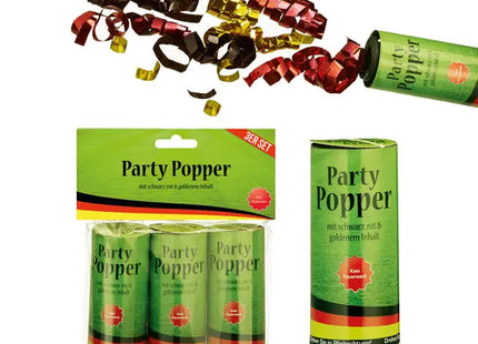 Party Popper Deutschland, 3er-Set, klein, 10cm - Lustige und festliche Feier TK Gruppe® Grosshandel 