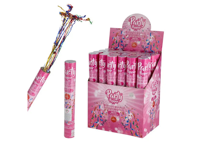 Party Popper mit 4 m Luftschlangen, 30 cm - Perfekte Konfetti-Kanone für Partys & Feste TK Gruppe® Grosshandel 