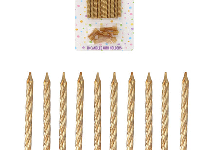Partykirschen 10 Stück mit Haltern, 6 cm Goldspirale – Tischdeko, Geburtstag & Feiern TK Gruppe® Grosshandel 
