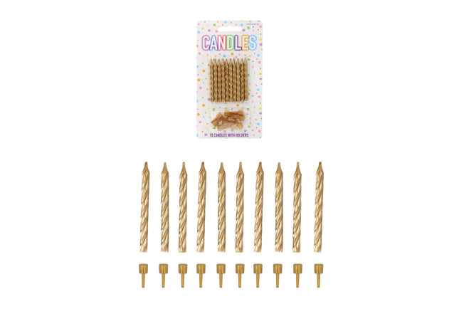 Partykirschen 10 Stück mit Haltern, 6 cm Goldspirale – Tischdeko, Geburtstag & Feiern TK Gruppe® Grosshandel 