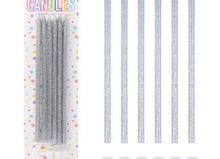 Partykirschen 14 cm, silber mit Glitzer, 6 Stück inklusive Halfter TK Gruppe® Grosshandel 