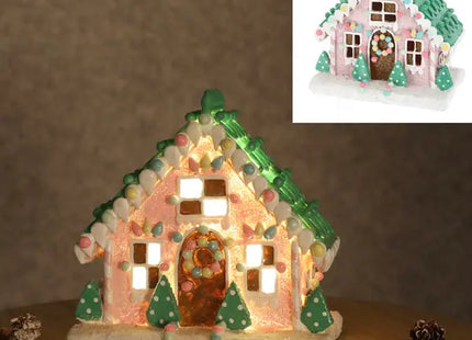 Pastell LED Lebkuchenhaus – Leuchtende Weihnachtsdekoration, ca. 17x17cm, Festliche Beleuchtung TK Gruppe® Grosshandel 