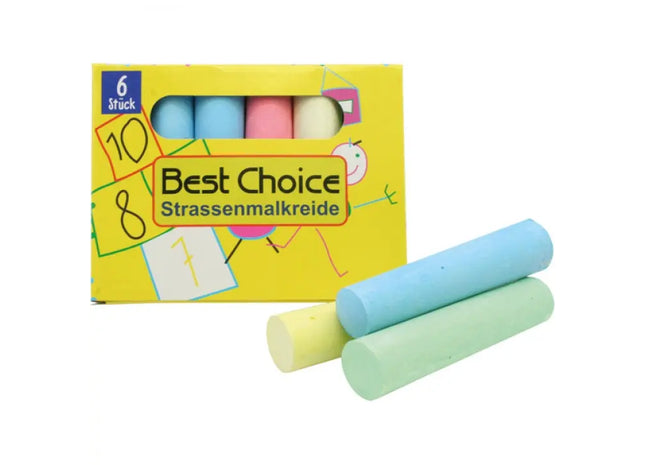 Pavement Kreide 6 Stück 10cm Jumbo in Box mit verschiedenen Farben TK Gruppe® Grosshandel 