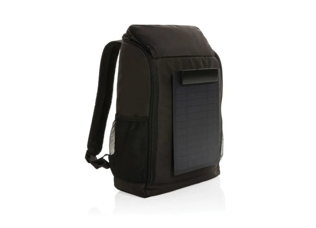 Pedro AWARE™ RPET Rucksack mit 5W Solarpanel – Innovativ Schwarz TK Gruppe® Grosshandel 