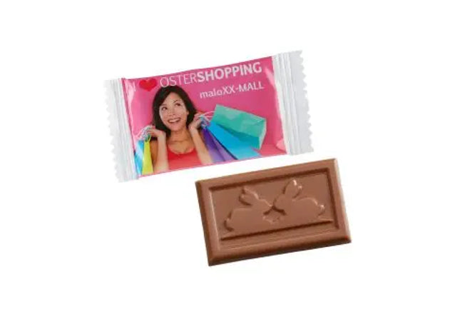 Personalisierte MIDI-Schoko-Täfelchen für Ostern in traditioneller Folie TK Gruppe® Grosshandel 
