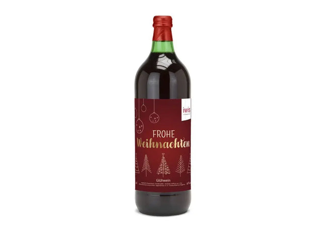 Personalisierter Glühwein in grüner Flasche – 1 Liter, eigenes Etikett TK Gruppe® Grosshandel 