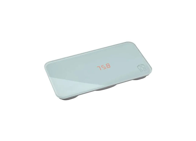 Personenwaage REFLECTS-NAVOJOA – Weiß und Transparent, stilvolles Design, präzise Gewichtsmessung TK Gruppe® Grosshandel 