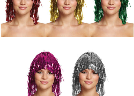 Perücke Klassisch Einzel, Klar 5 Stück Sortiert 20G - Karneval Fasching Verkleidung Accessoire TK Gruppe® Grosshandel 