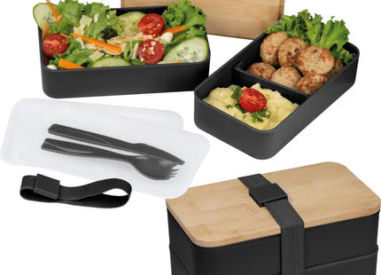 Pescara Lunchbox Set in Black - Multi-Compartment, Stylish, Durable Meal Kit TK Gruppe® Grosshandel 