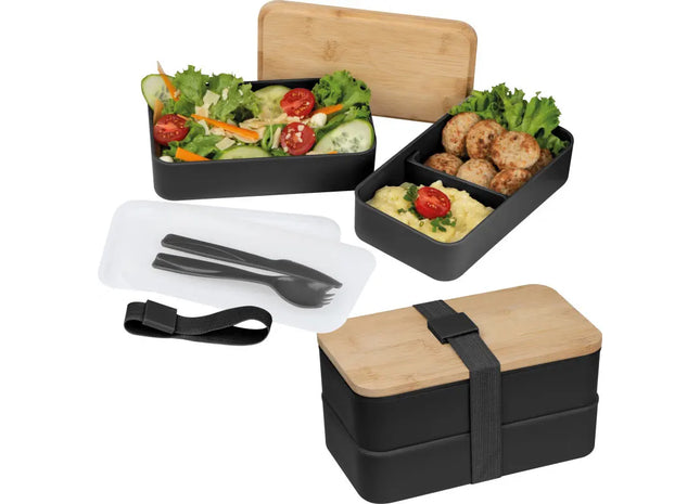 Pescara Lunchbox Set in Black - Multi-Compartment, Stylish, Durable Meal Kit TK Gruppe® Grosshandel 