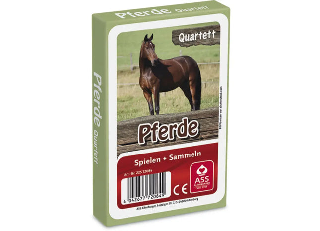 Pferde-Quartett Spiel, 33 Blatt in dekorativer Faltschachtel - Lerne spielerisch Pferde kennen TK Gruppe® Grosshandel 