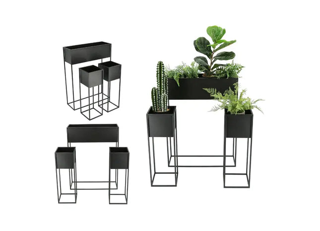 Pflanzgefäß auf Ständer, 3er-Set – Stilvolle Pflanzkübel | Moderne Pflanzgefäße mit Ständern TK Gruppe® Grosshandel 