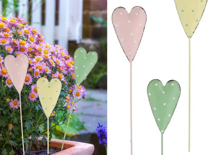 Pflanzstecker Herz, 3er-Set, 31 cm hoch – Dekorative Gartenstecker | Rustikale Pflanzenmarker TK Gruppe® Grosshandel 