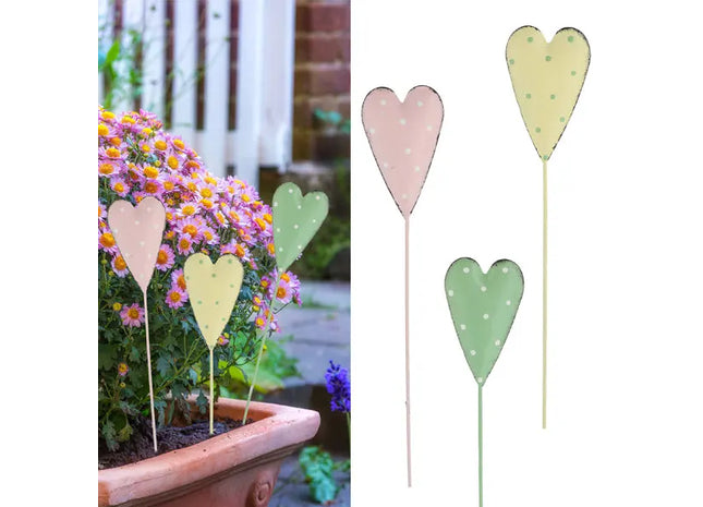 Pflanzstecker Herz, 3er-Set, 31 cm hoch – Dekorative Gartenstecker | Rustikale Pflanzenmarker TK Gruppe® Grosshandel 