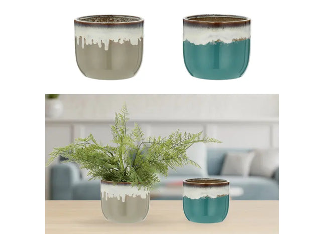 Pflanztöpfe im Doppelpack, ca. 14x13,5cm - Modernes Design für Heim und Garten TK Gruppe® Grosshandel 