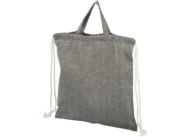 Pheebs recycelter Rucksack mit Kordelzug 6L - Heather Schwarz & Nachhaltig TK Gruppe® Grosshandel 