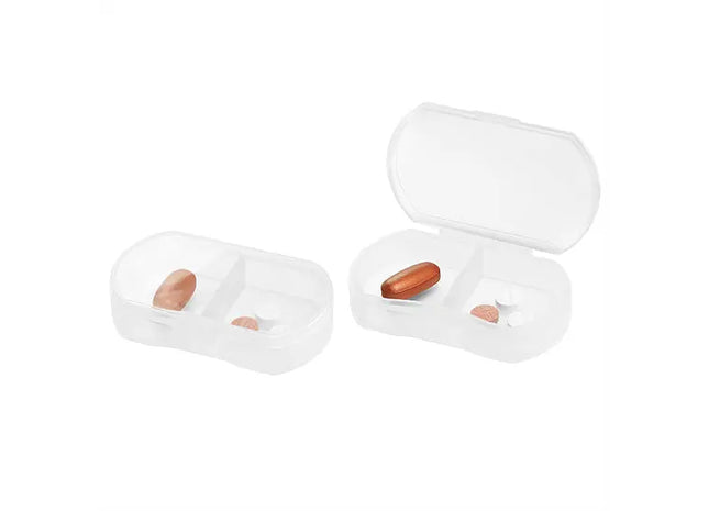 Pillendose Epsilon (2 Fächer) – Gefrostet glasklar, stilvolle und praktische Aufbewahrungslösung TK Gruppe® Grosshandel 