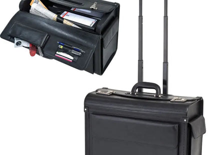 Eleganter Akten-/Pilotenkoffer Trolley aus Kunstleder - Profi-Trolley in Schwarz TK Gruppe® Grosshandel 
