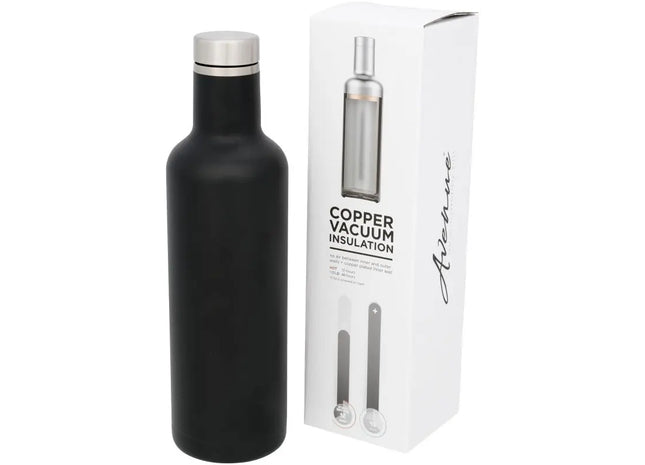 Pinto 750 ml Kupfer-Vakuum Isolierflasche - Schwarz - Doppelwandige Edelstahl Thermoflasche TK Gruppe® Grosshandel 