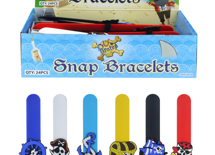 Piraten-Armbinde mit Schnappverschluss, 23 cm x 2,5 cm, 6 verschiedene Designs – Modisches Piratenzubehör für Kinder TK Gruppe® Grosshandel 