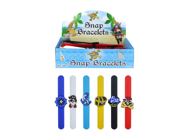 Piraten-Armbinde mit Schnappverschluss, 23 cm x 2,5 cm, 6 verschiedene Designs – Modisches Piratenzubehör für Kinder TK Gruppe® Grosshandel 