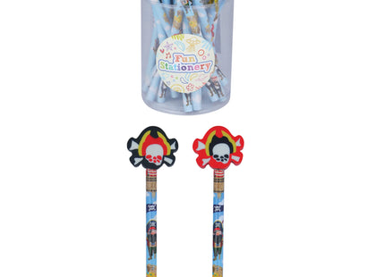 Piraten-Bleistift mit Radiergummi-Spitze, 2Er-Pack, Kinderfreundlich, Kreatives Schreibzubehör TK Gruppe® Grosshandel 