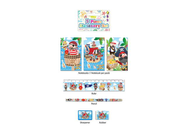 Piraten-Briefpapier-Set, 5-teilig, für Kinder, Schreibthemen-Set TK Gruppe® Grosshandel 
