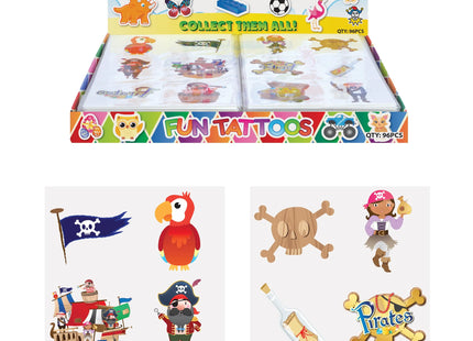 Piraten-Mini-Tattoos, 4 cm, 6 Stück pro Karte, 2 Designs – perfekt für Kindergeburtstage & Spiele TK Gruppe® Grosshandel 