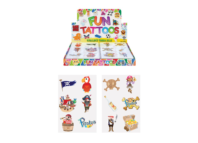 Piraten-Mini-Tattoos, 4 cm, 6 Stück pro Karte, 2 Designs – perfekt für Kindergeburtstage & Spiele TK Gruppe® Grosshandel 