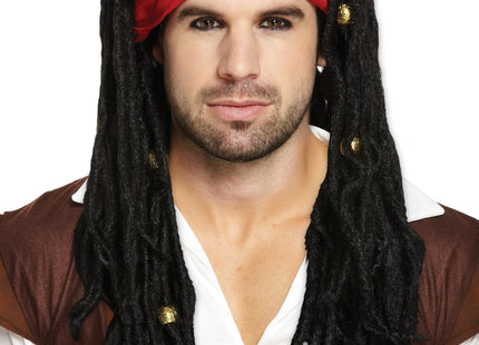 Piraten Perücke mit Dreadlocks und Bandana, 280G - Karneval & Kostüm Zubehör TK Gruppe® Grosshandel 