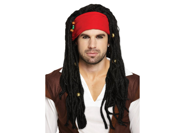Piraten Perücke mit Dreadlocks und Bandana, 280G - Karneval & Kostüm Zubehör TK Gruppe® Grosshandel 