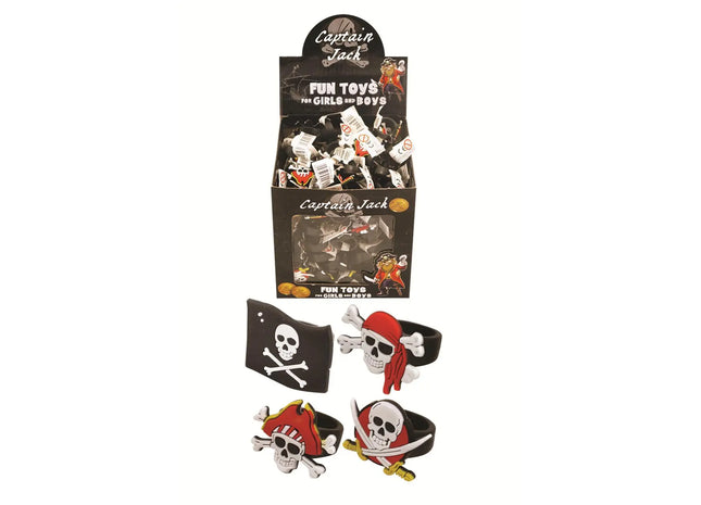 Piraten-Ring-Set, 2 x 3 cm, 4 verschiedene Designs – Kinder-Kostümschmuck TK Gruppe® Grosshandel 