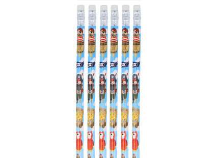 Piraten-Volgröße Bleistifte Mit Radiergummi, 6Er Set - Kinder Schreibwaren & Schulbedarf TK Gruppe® Grosshandel 