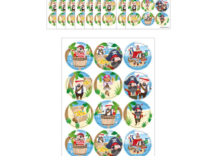 Piratenaufkleber 2,5 cm – 18 Stück Pro Bogen, kinderfreundliche Aufkleber für Partys & Basteln TK Gruppe® Grosshandel 