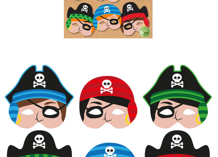 Piratenmasken aus Papier, 6Er Set – Sortierte Designs für Kindergeburtstage und Kostümpartys TK Gruppe® Grosshandel 