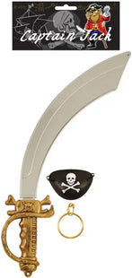 Piratenschwert 45,5 cm mit Augenklappe und Ohring - Erwachsenen Piratenkostüm Zubehör TK Gruppe® Grosshandel 