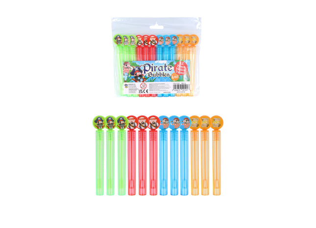 Pirates Bubble Party Tube, 4 ml, 10,5 cm – 4Er Pack Kinder Seifenblasen Spielzeug TK Gruppe® Grosshandel 