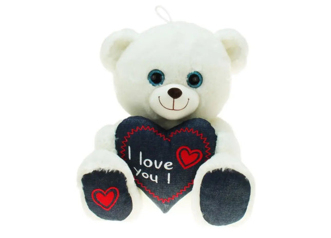 Plüsch Bär "John" mit Jeans-Herz, 25 cm TK Gruppe® Grosshandel 