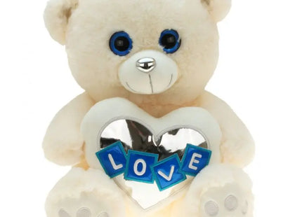 Plüsch Bär mit chromfarbenem Herz Silber, 25cm TK Gruppe® Grosshandel 