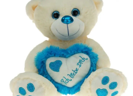 Plüschbär "Herz Metallo-Blau" mit großem Herzen, 80cm TK Gruppe® Grosshandel 