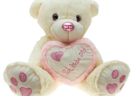 Plüschbär "Herz Metallo-Pink" mit großem Herzen, 25cm TK Gruppe® Grosshandel 