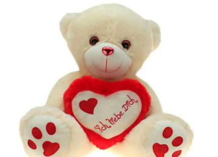 Plüschbär "Herz Metallo-Rot" mit großem Herz,  20cm TK Gruppe® Grosshandel 